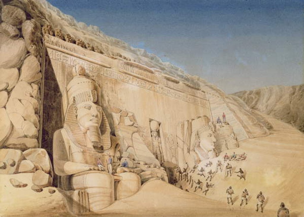 Detail of The Excavation of the Great Temple of Ramesses II, Abu Simbel, 1819 by Louis M.A.