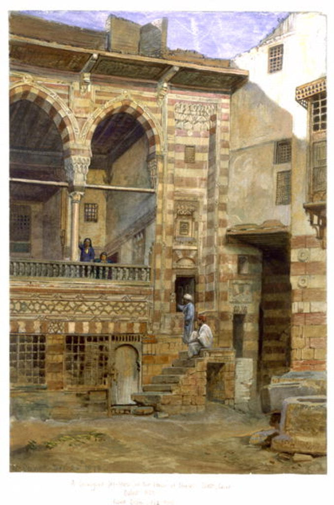 Detail of A courtyard, Al Hosh, in the house of Shiekh Sadat, Cairo, 1873 by Frank Dillon