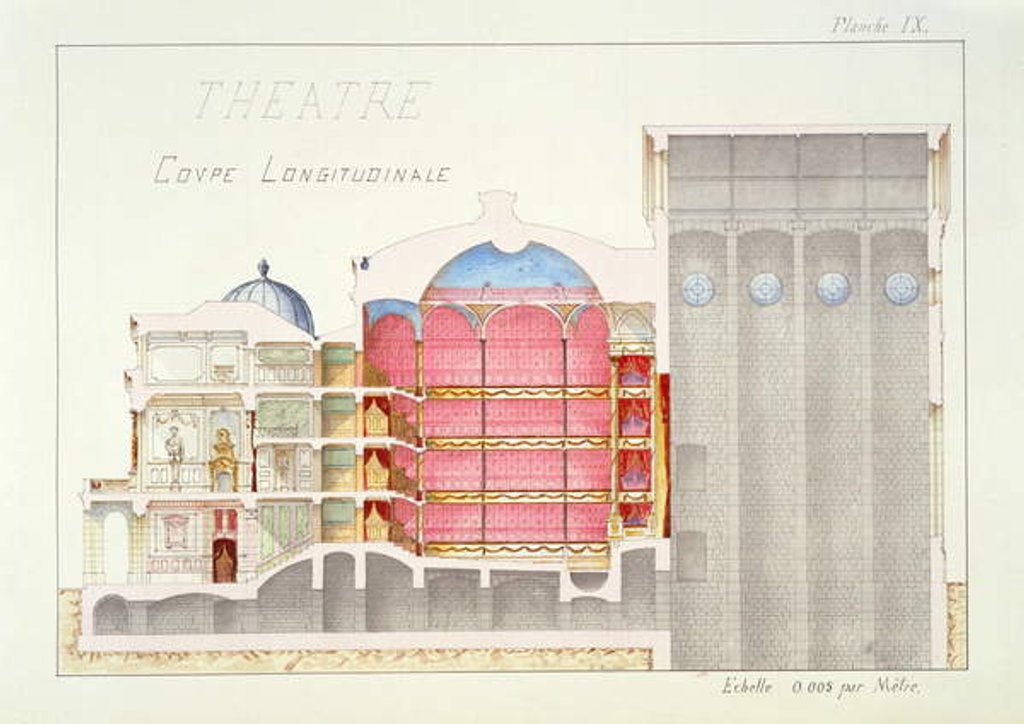 Detail of Cross section of a Theatre by H. Monnot