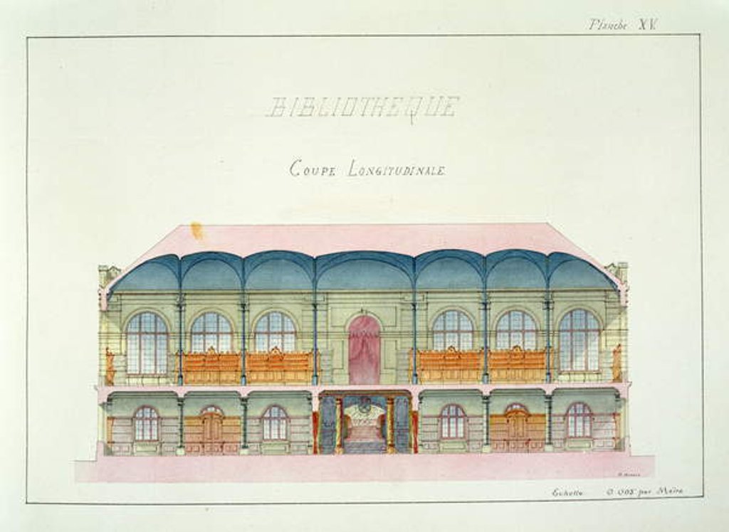 Detail of Cross section of a Library by H. Monnot