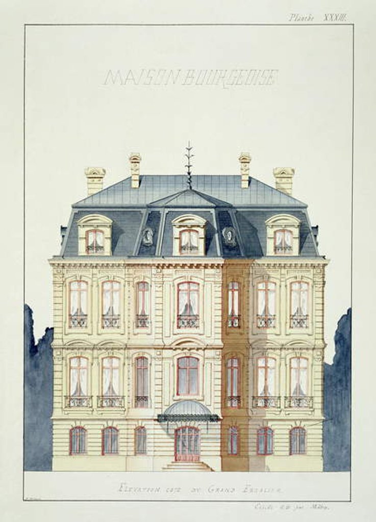 Detail of Front elevation of a house for the Bourgeoisie by H. Monnot