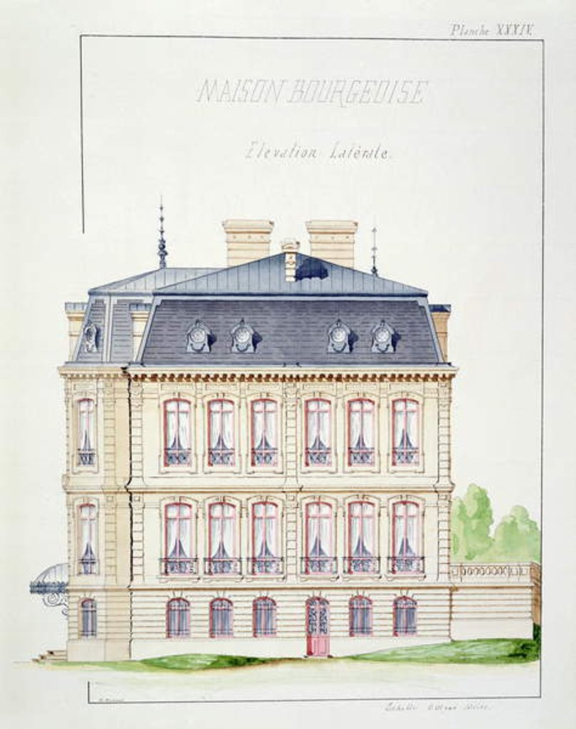 Detail of Side elevation of a house for the Bourgeoisie by H. Monnot