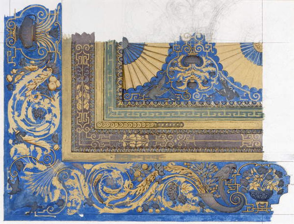 Detail of Design for the central ceiling of the Billiard Room at Wortley Hall by Edward John Poynter