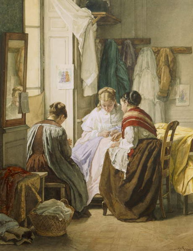 Detail of The Dressmakers by Jules Trayer