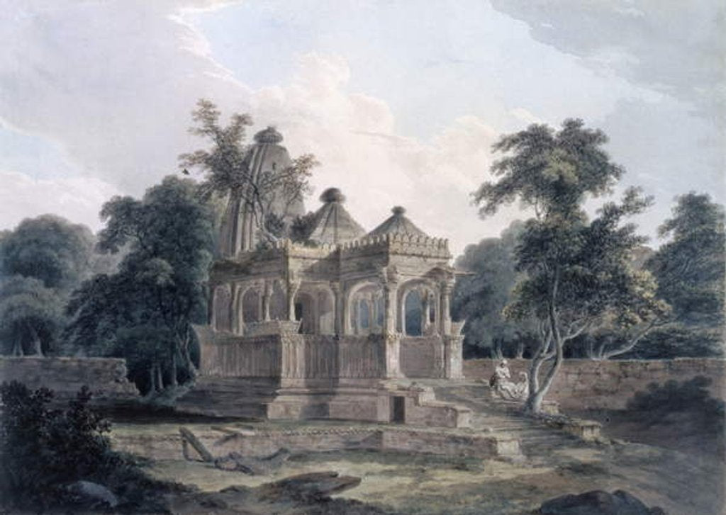Detail of Hindu Temple in the Fort of the Rohtas, Bihar, India by Thomas & William Daniell