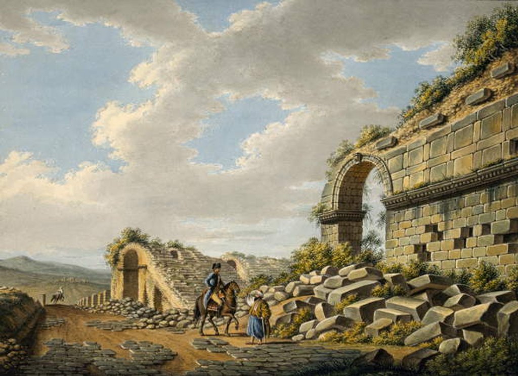 Detail of Exterior of the ruined Roman theatre at Ephesus, 1790s by Gaetano Mercati