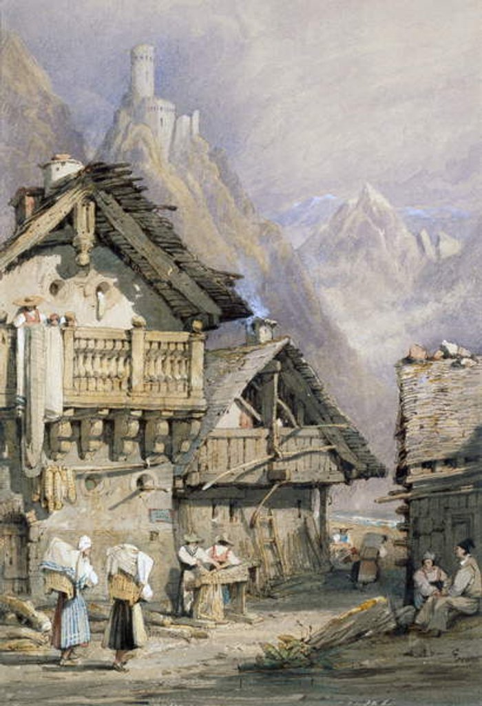 Detail of An Alpine Village by Samuel Prout