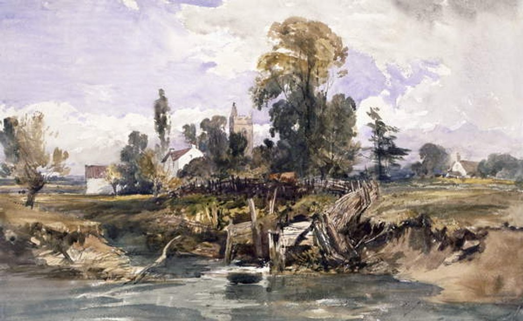 Detail of Landscape with a Church and a House by William James Muller