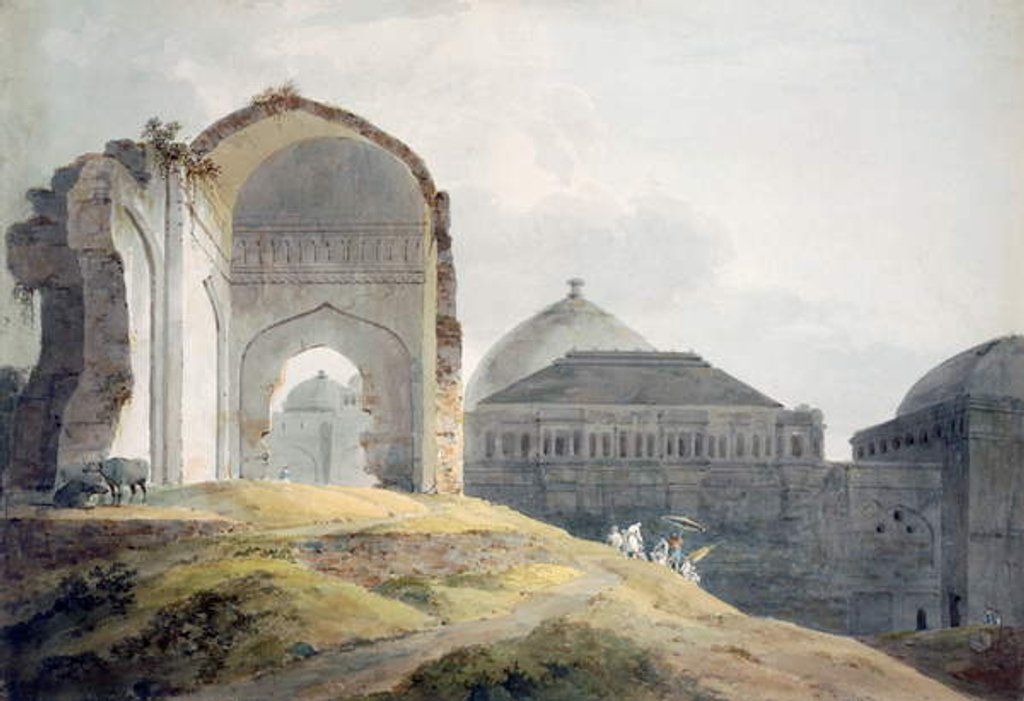Detail of Ruins of the Palace of Madra by Thomas Daniell
