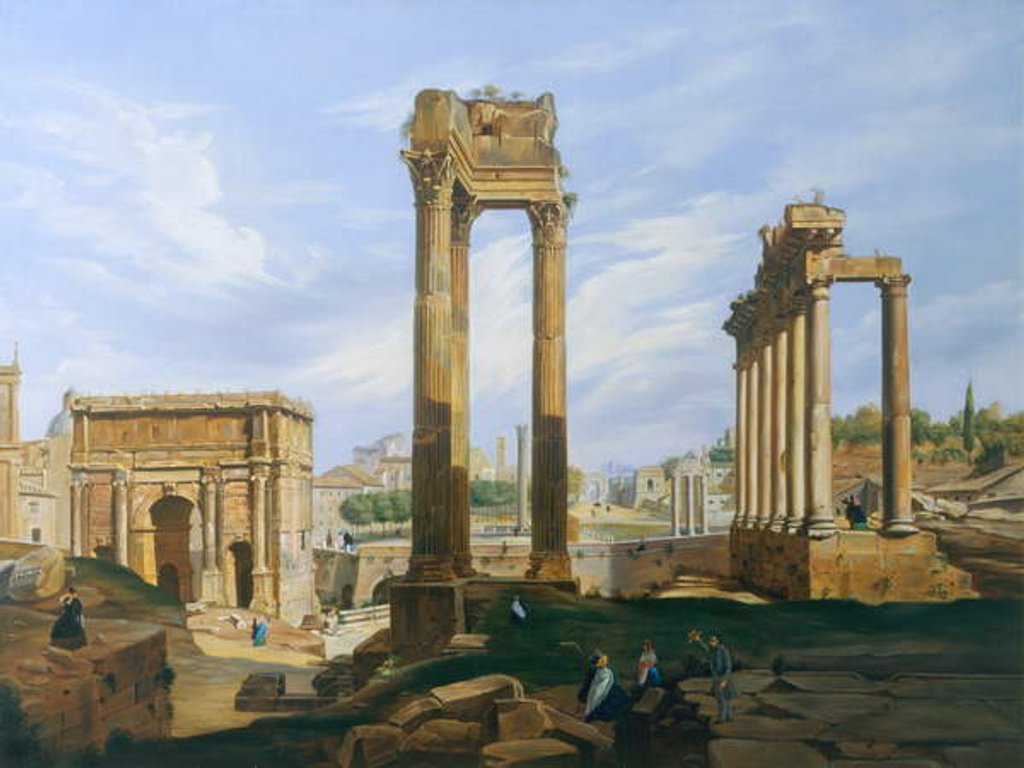 Detail of The Roman Forum by Jodocus-Sebastiaen van den Abeele