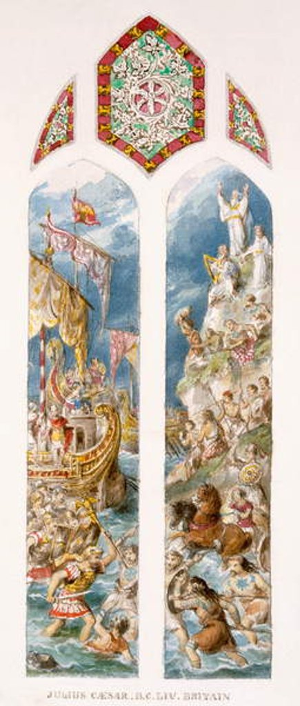 Detail of Julius Caesar arrives on the shores of Britain, 54 BC, in trimarenes, is attacked by Britons painted in woad, c.1880 by William Bell & Boyd Alice (19th century) Scott