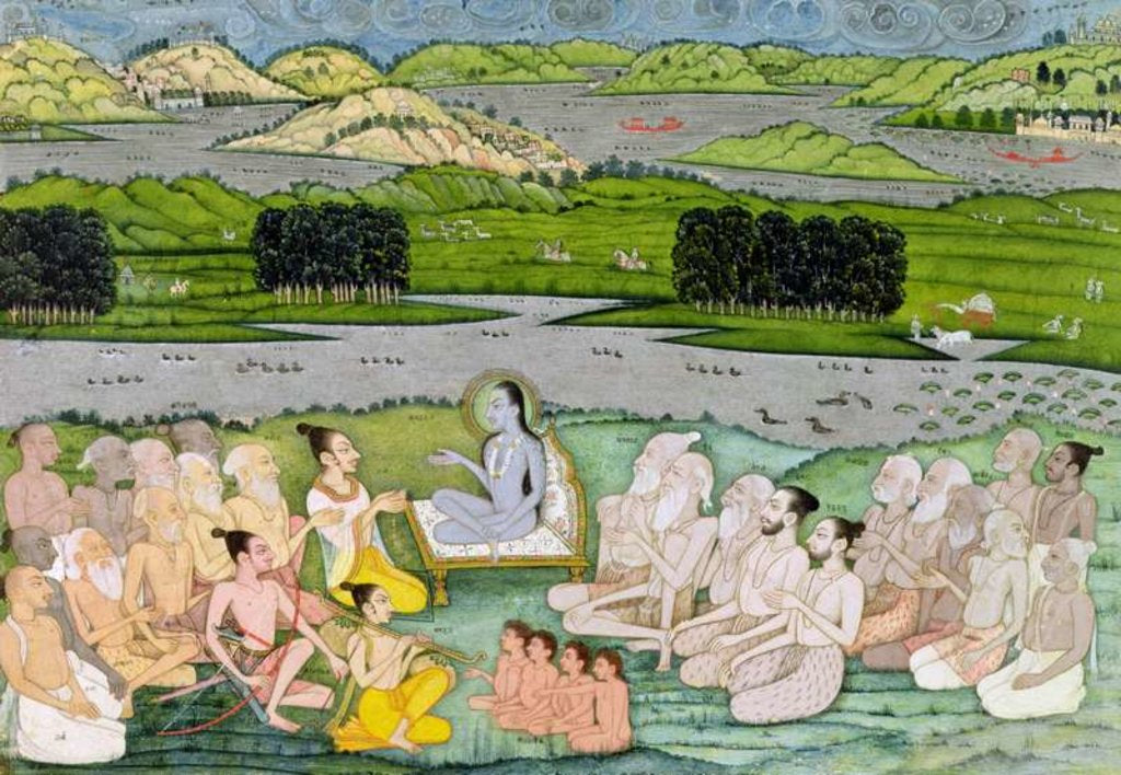 Detail of Shri Sukdevji preaching to a concourse of Sadhus, Rajasthan, c.1757 by Indian School