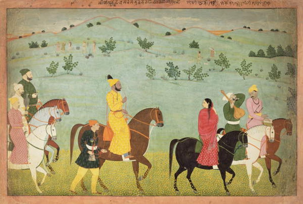 Detail of A Jasrota prince, possibly Balwant Singh, on a riding expedition, by Nainsukh Kashmir, c.1751 by Indian School