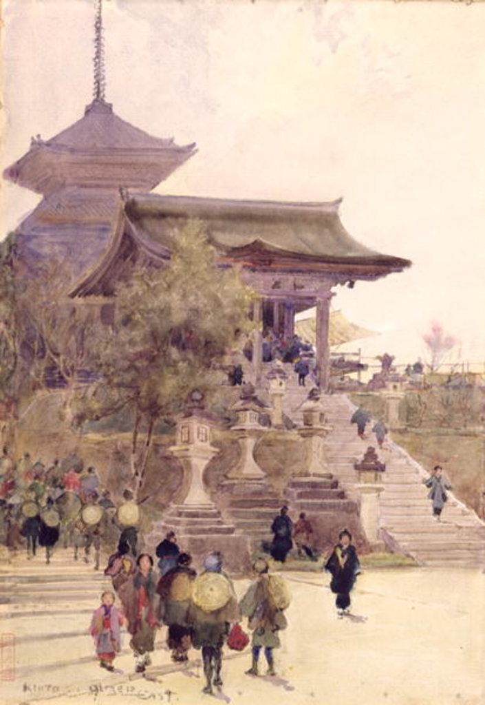 Detail of The Entrance to the Temple of Kiyomizu-Dera, Kyoto, with Pilgrims ascending by Alfred East