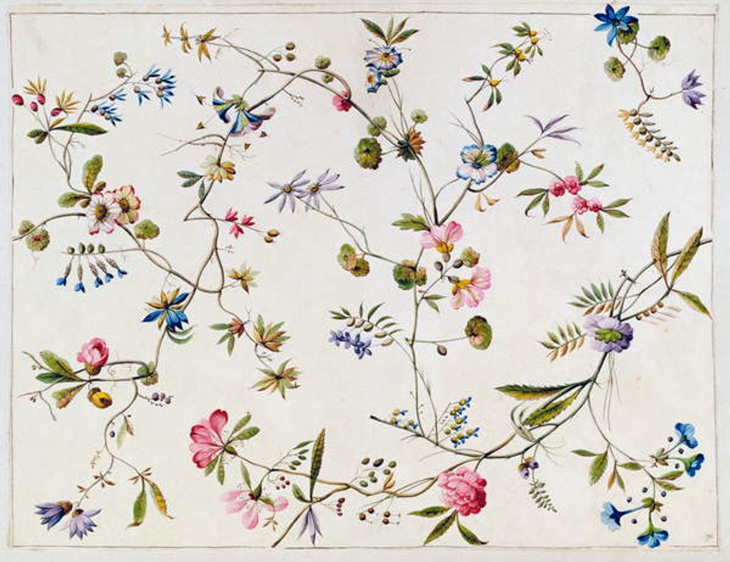 Detail of Textile design, c.1788-92 by William Kilburn