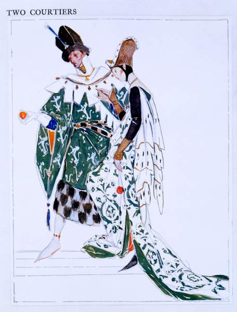 Detail of Costume Designs for Two Courtiers, characters from 'St Joan' by George Bernard Shaw, c.1924 by Charles Ricketts