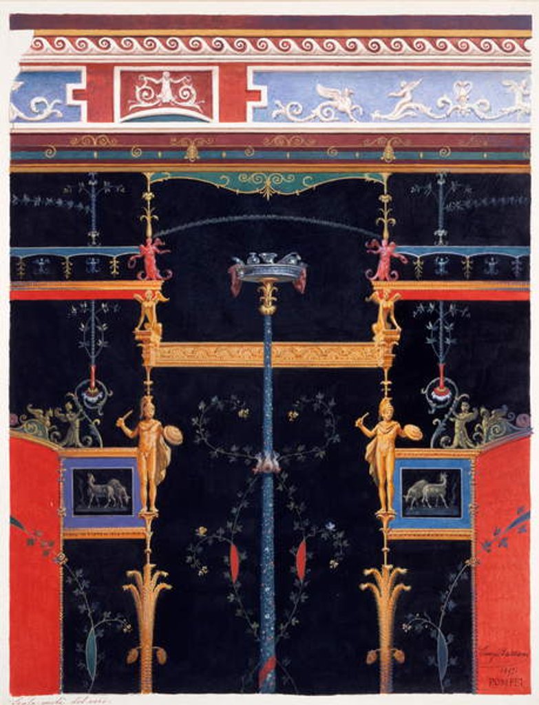 Detail of Wall decorations from the House of Aulus Vettius, Pompeii, c.36-39 AD by Luigi Bazzani