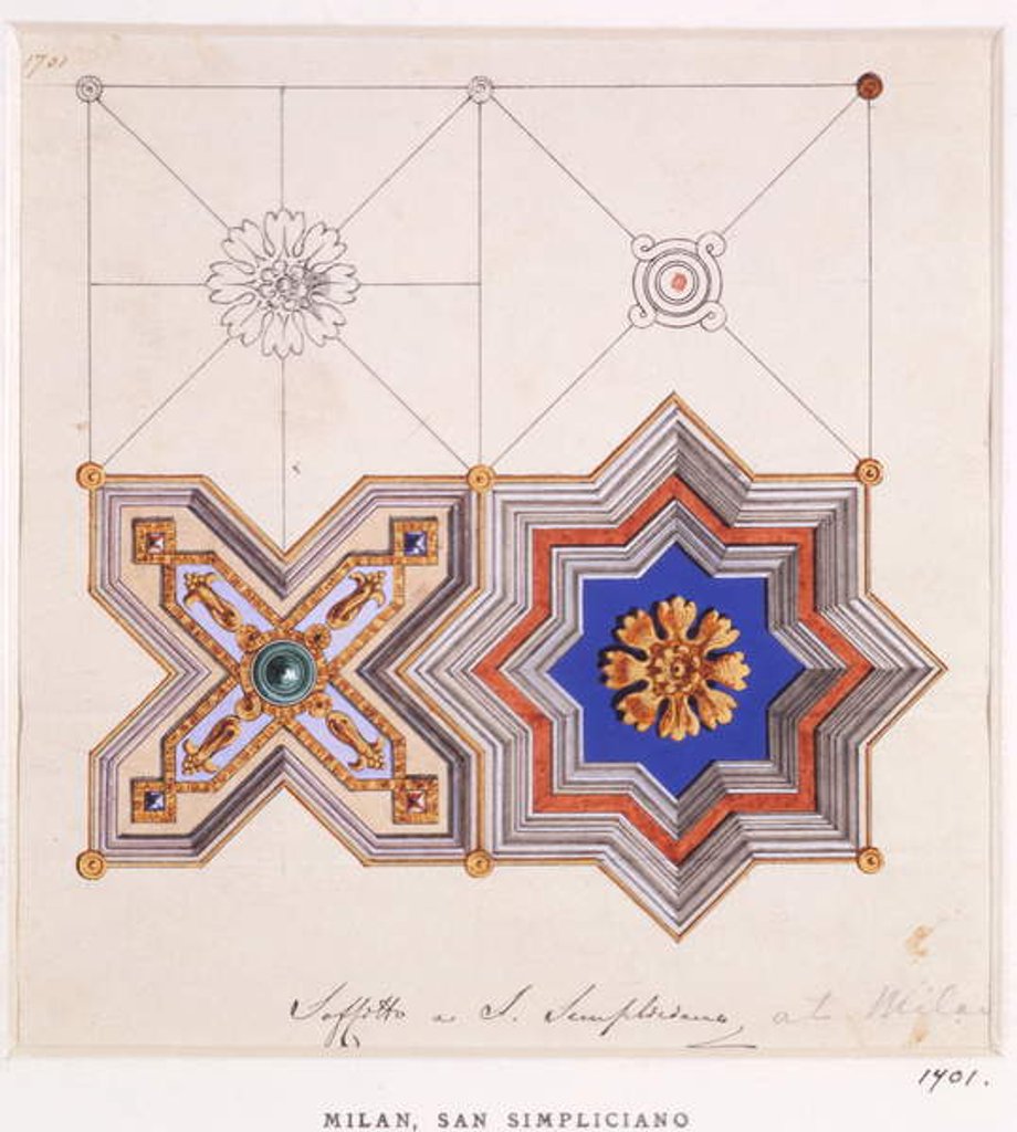 Detail of Ceiling decorations from San Simpliciano, Milan by Ludwig Gruner