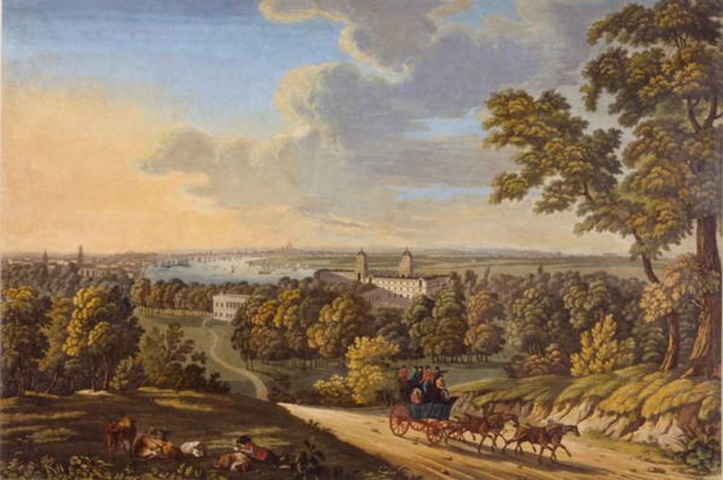 Detail of Flamstead Hill, Greenwich: The Stagecoach heading south c.1810/20 by English School