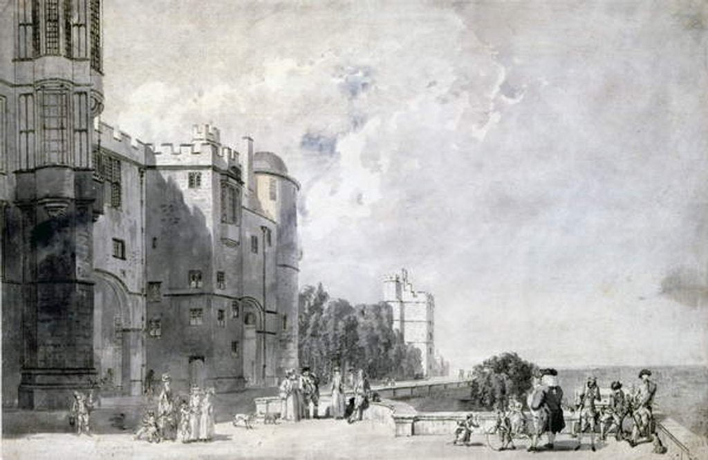 Detail of Windsor Castle: Terrace looking westward by Paul Sandby