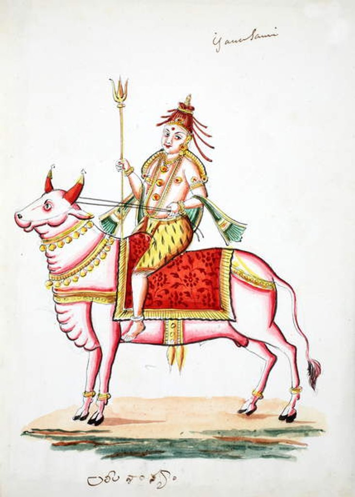 Detail of Shiva mounted on the bull, Nandi by Indian School