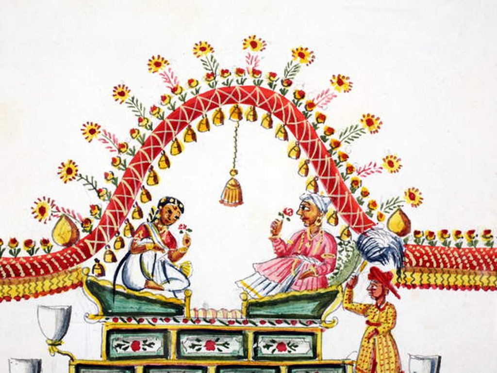 Detail of Bride and groom by Indian School