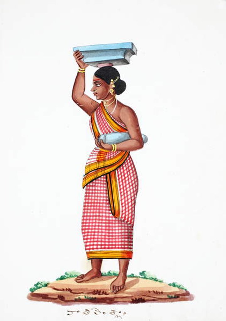 Detail of Carrying stone by Indian School