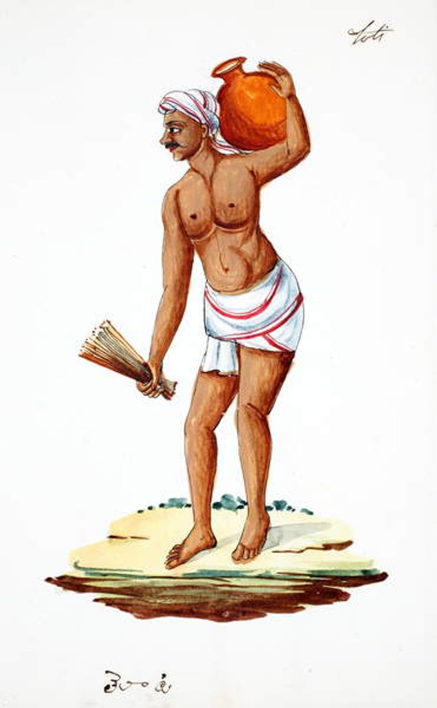 Detail of Sweeper carrying water by Indian School