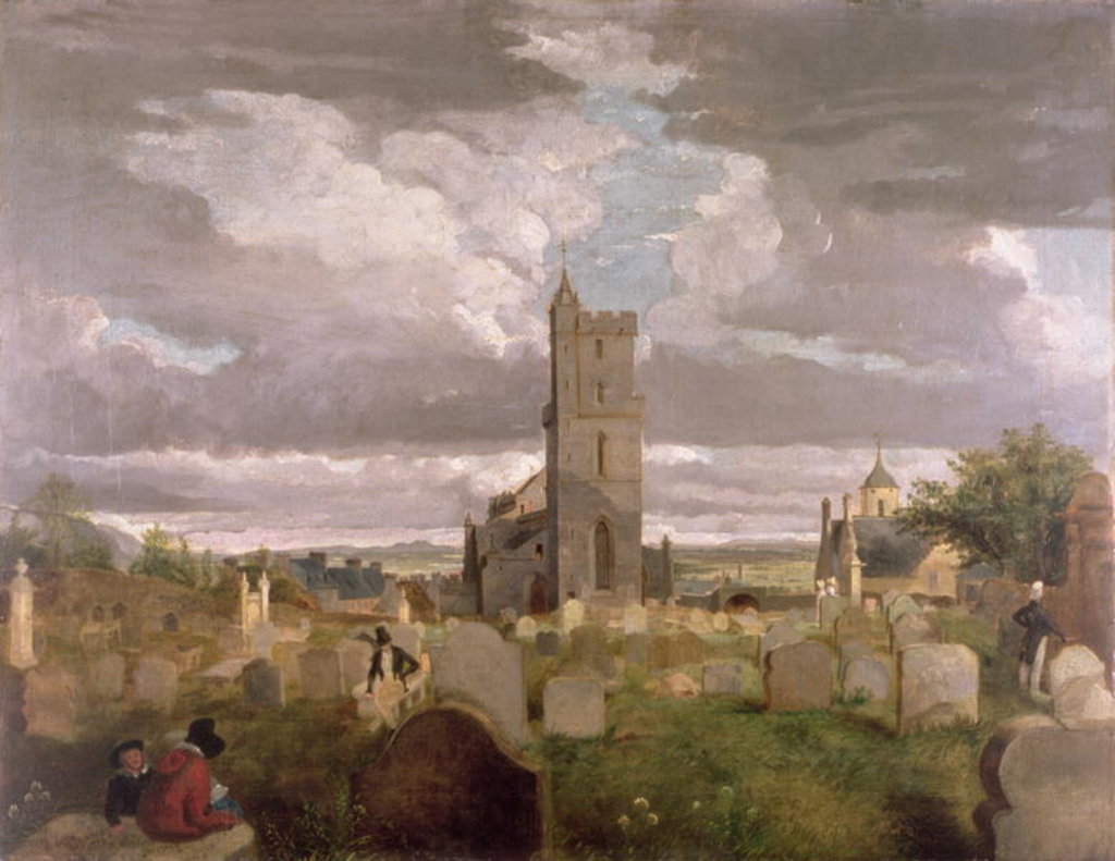 Detail of The Old Churchyard, Stirling, 1835 by Robert Mitchell