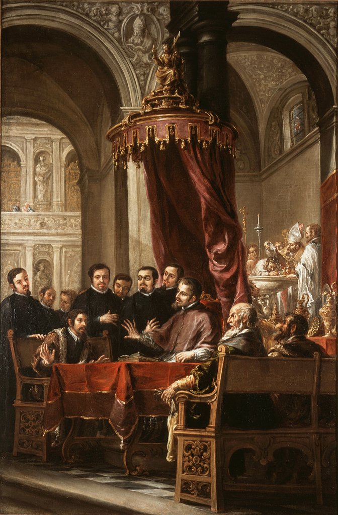 Detail of The Conversion and Baptism of St. Augustine by St. Ambrose, 1673 by Juan de Valdes Leal