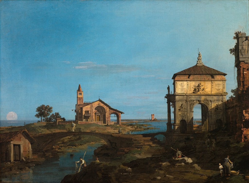 Detail of An Island in the Lagoon with a Gateway and a Church, 1743-44 by Canaletto