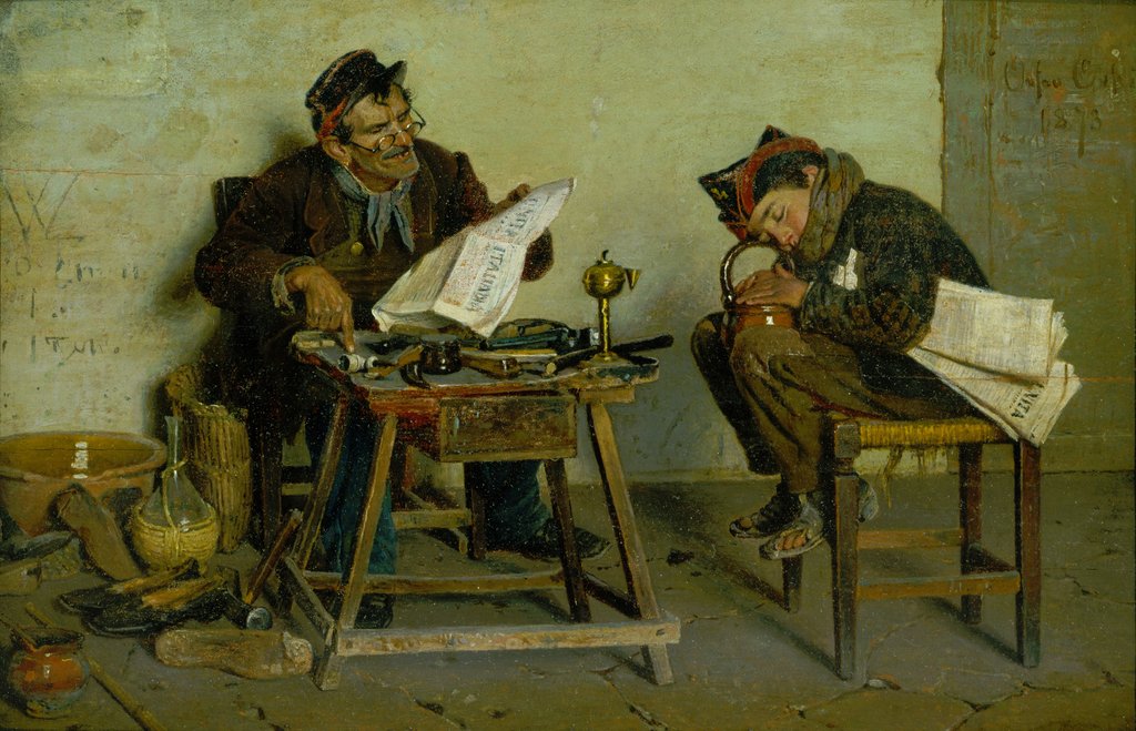 Detail of A Political Cobbler, 1873 by Orfeo Orfei