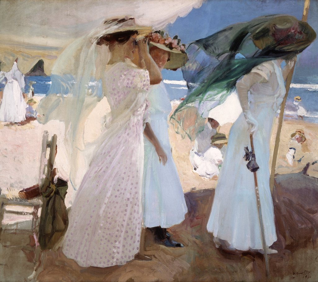 Detail of Under the Awning, Zarauz, 1910 by Joaquin Sorolla y Bastida