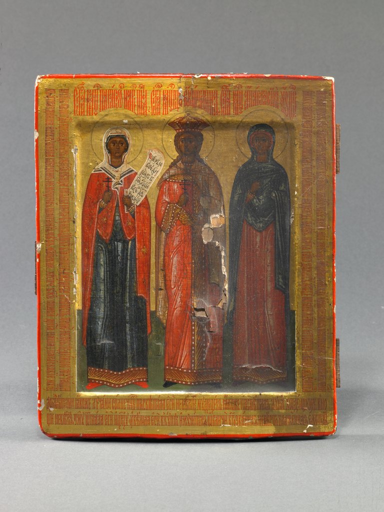 Detail of Menologion Icon with Sts. Paraskeve, Catherine, and Anastasia, late 17th century by Russian School
