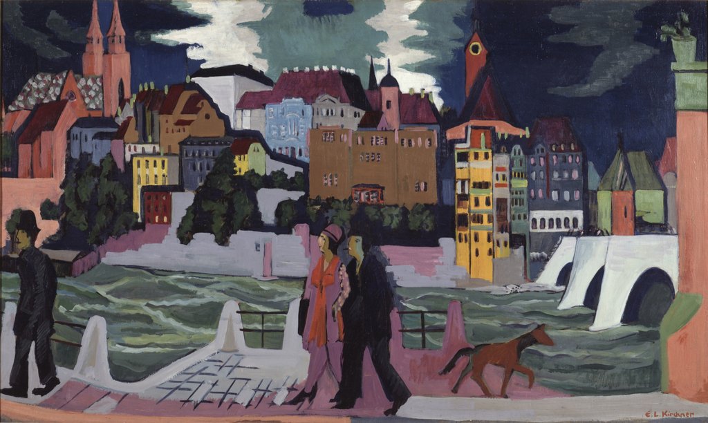 Detail of View of Basel and the Rhine, 1927-28 by Ernst Ludwig Kirchner