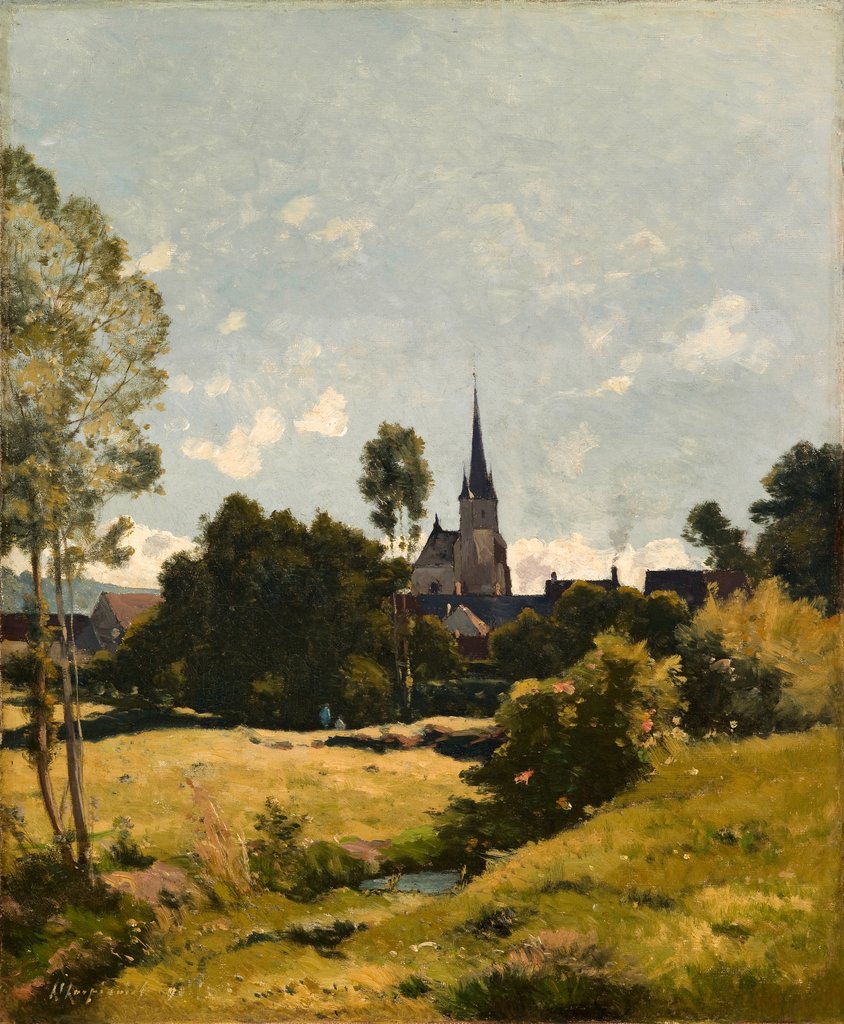 Detail of The Village Church, 1891 by Henri-Joseph Harpignies