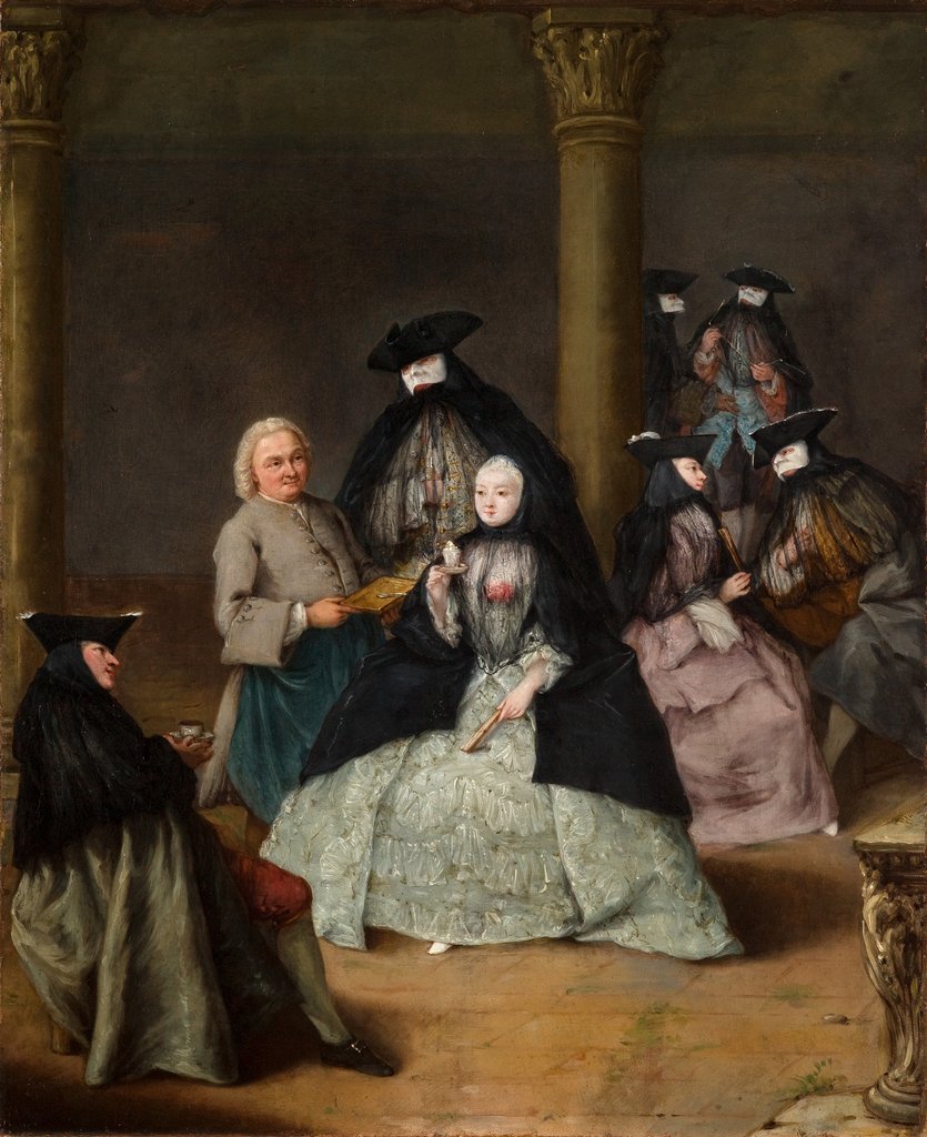 Detail of Masked Party in a Courtyard, 1755 by Pietro Longhi