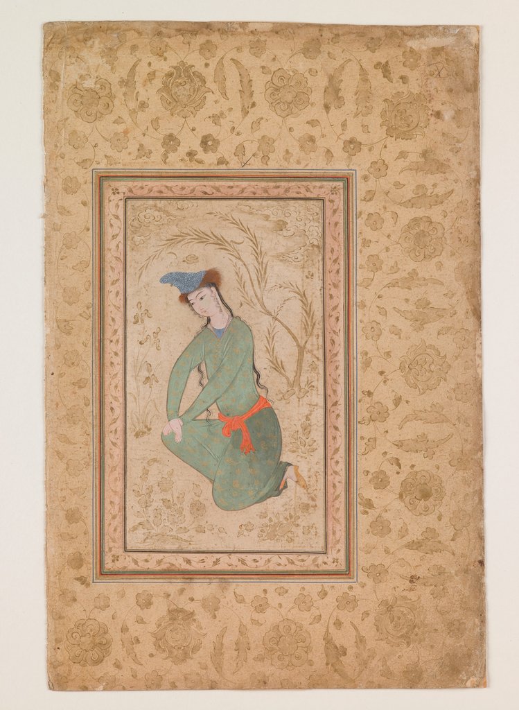 Detail of Kneeling Youth, early 17th century by Persian School