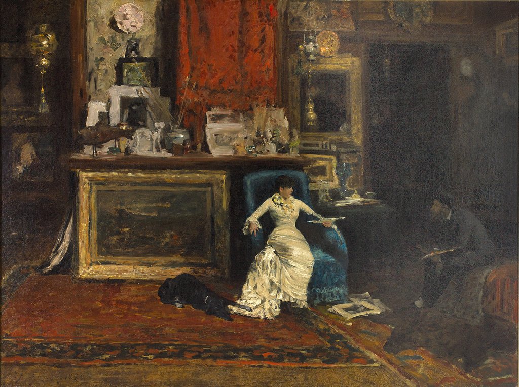 Detail of The Tenth Street Studio, 1880 by William Merritt Chase