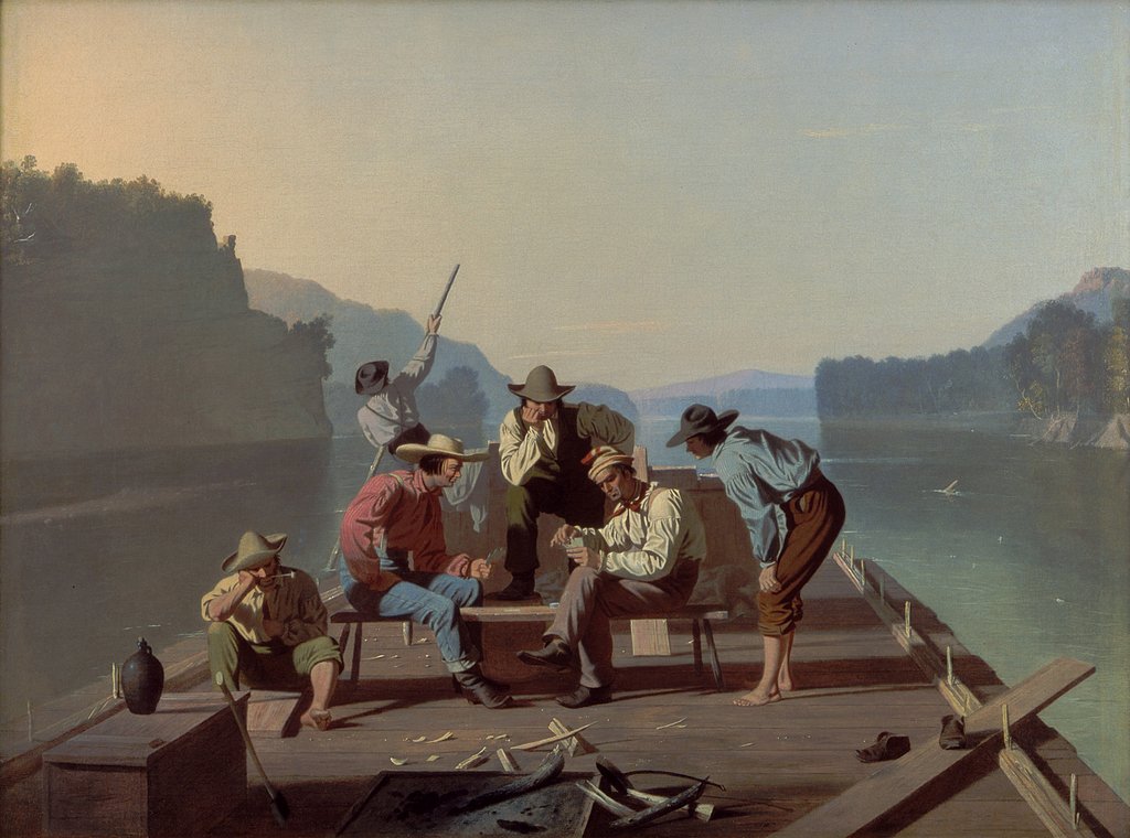 Detail of Raftsmen Playing Cards, 1847 by George Caleb Bingham