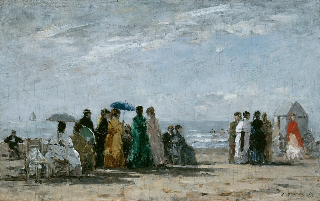 Detail of The Beach at Trouville, 1869 by Eugene Louis Boudin