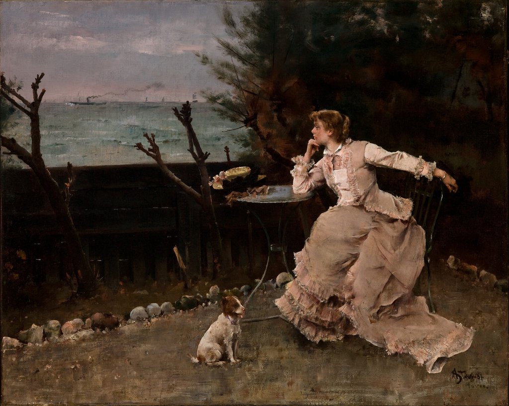 Detail of In Deep Thought, 1881 by Alfred Emile Stevens