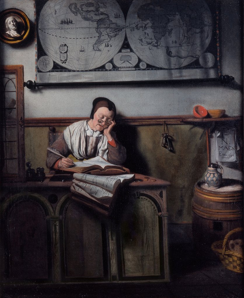 Detail of The Account Keeper, 1656 by Nicolaes Maes