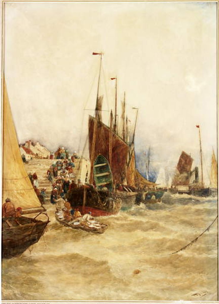 Detail of The First Boat in from Mackeral Fishing, Boulogue, 1889 by Thomas Bush Hardy