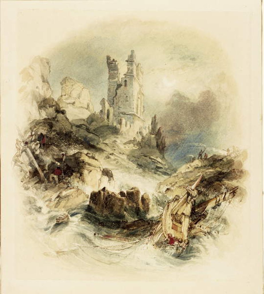 Detail of Shipwreck off Dunstanburgh Castle by George Balmer