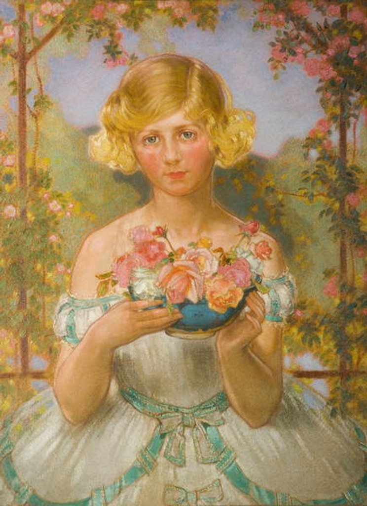 Detail of Jane with bowl of roses by William Shackleton