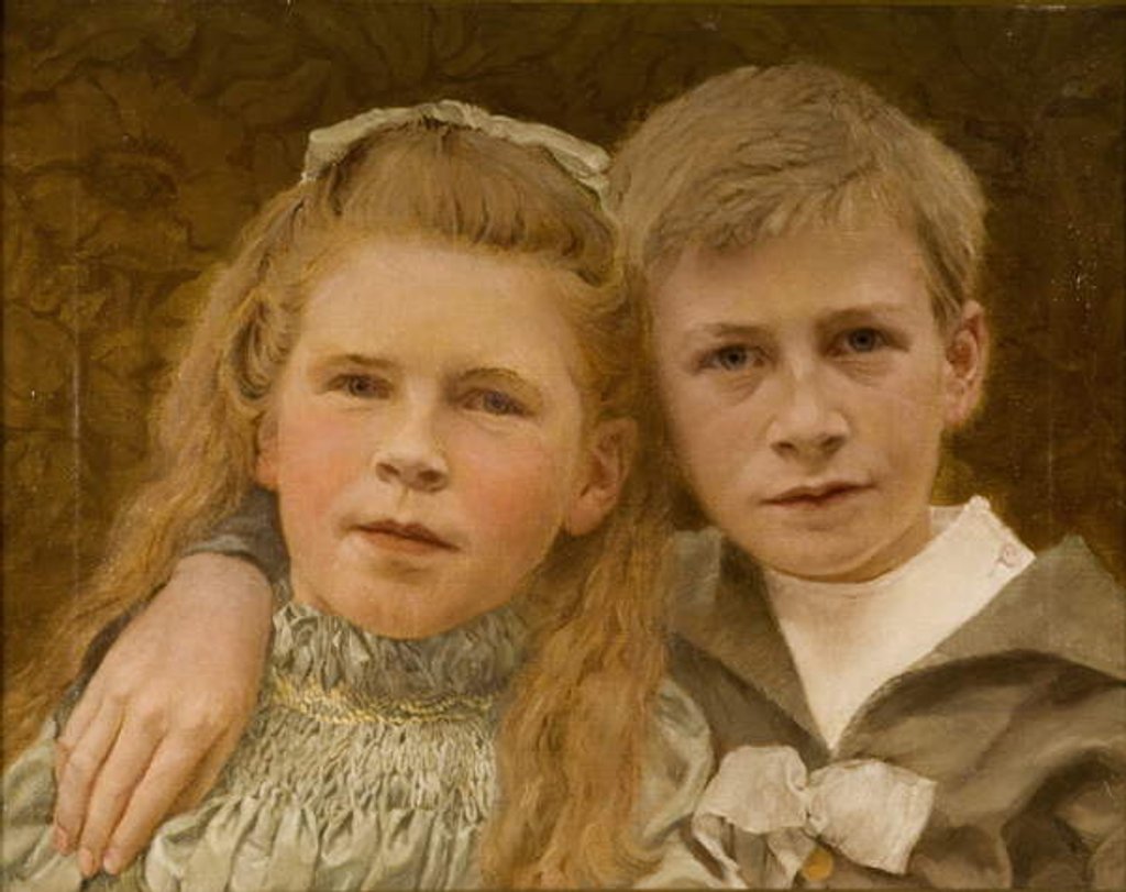 Detail of Philip and V.M. Haswell, aged 8 and 6 by Dr. John Haswell
