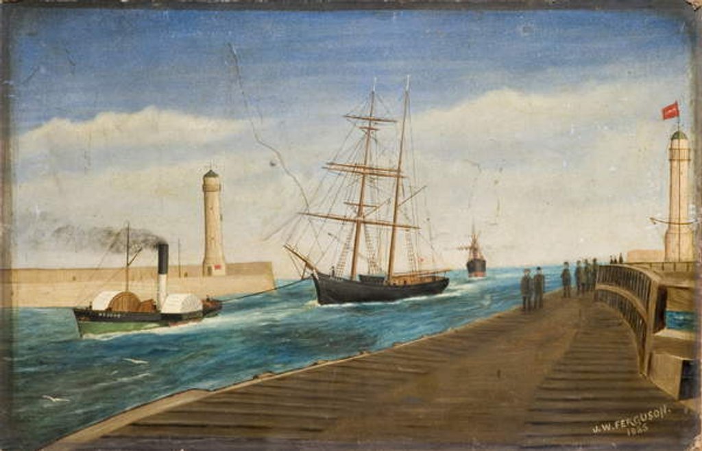 Detail of The Tug 'Rescue' Towing the Brig 'Polly' into Sunderland Harbour, 1885 by James W. Ferguson
