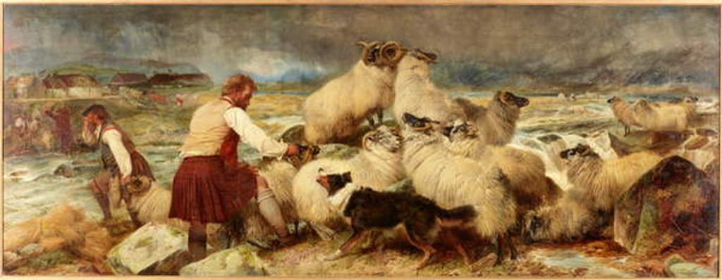 Detail of A Spate in Glen Spean, Inverness by Richard Ansdell