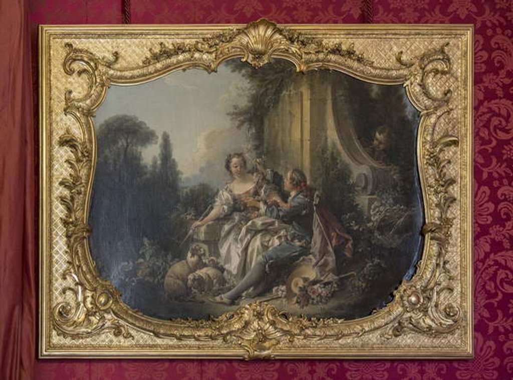 Detail of The Gallant Pastor or the Garland. Painting by Francois Boucher. Princess's parade or parade room. Hotel de Soubise, Paris, 18th century by Anonymous